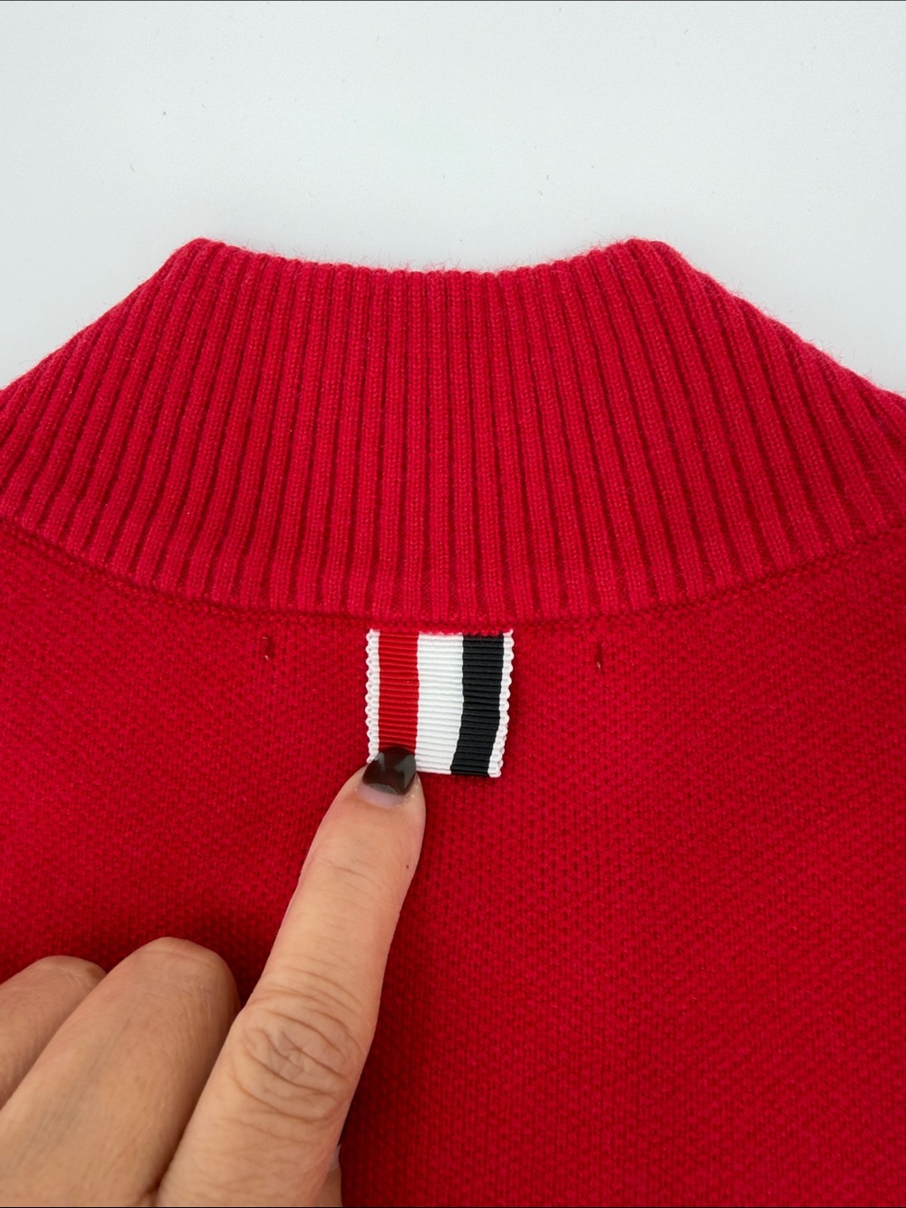 Thom Browne Red Button-Front Sweater Jacket - Picture 9 of 9